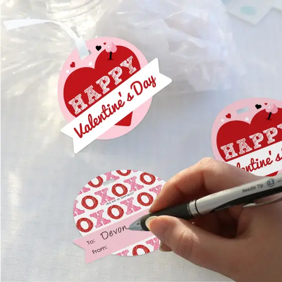 Big Dot of Happiness Conversation Hearts - Valentine&rsquo;s Day Party Clear Goodie Favor Bags - Treat Bags With Tags - Set of 12 {4}