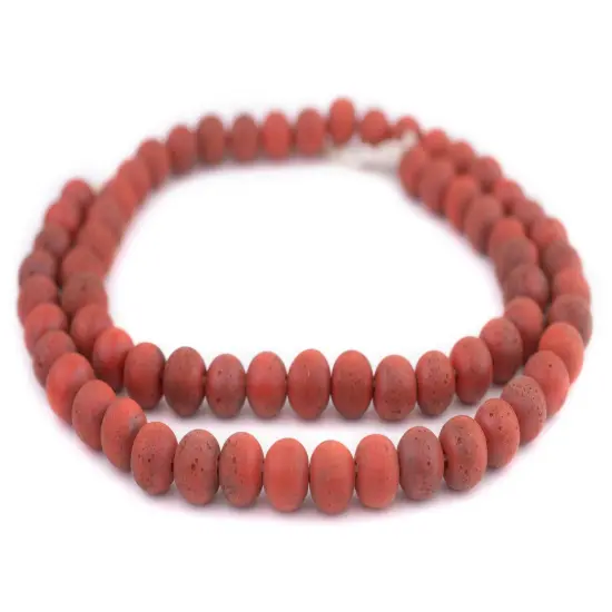 The Bead Chest&reg; Ancient Style Java Glass Beads, 24+ Inch Strand, 11mm Beads, Available in 13 Colors Coral Red {1}