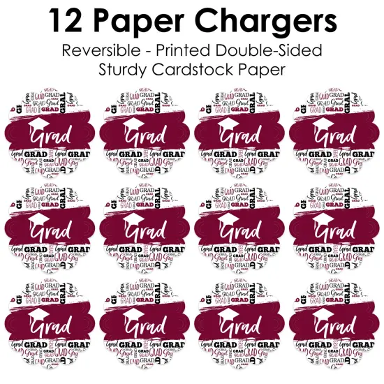 Big Dot of Happiness Maroon Grad - Best is Yet to Come - Burgundy Graduation Party Round Table Decorations - Paper Chargers - Place Setting For 12 {7}