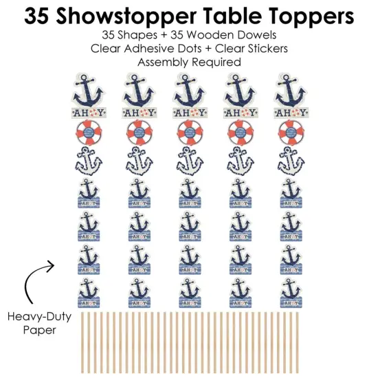 Big Dot of Happiness Ahoy - Nautical - Baby Shower or Birthday Party Centerpiece Sticks - Showstopper Table Toppers - 35 Pieces {7}