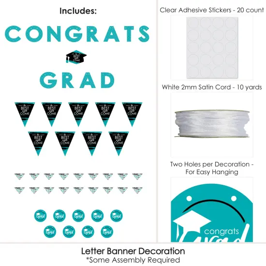 Big Dot of Happiness Teal Grad - Best is Yet to Come -Turquoise Party Letter Banner Decor - 36 Banner Cutouts and Congrats Grad Banner Letters {6}