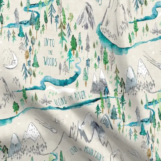 Various Fabrics by the Yard or Fat Quarter Map Kid'S Outdoors Woodland Mountains Woods River Forest Trees Custom Printed Fabric by Spoonflower {5}