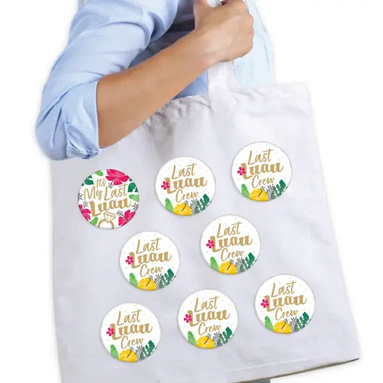 Big Dot of Happiness Last Luau - 3 inch Tropical Bachelorette Party and Bridal Shower Badge - Pinback Buttons - Set of 8 {3}