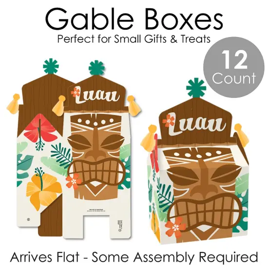 Big Dot of Happiness Tropical Luau - Treat Box Party Favors - Hawaiian Beach Party Goodie Gable Boxes - Set of 12 {7}