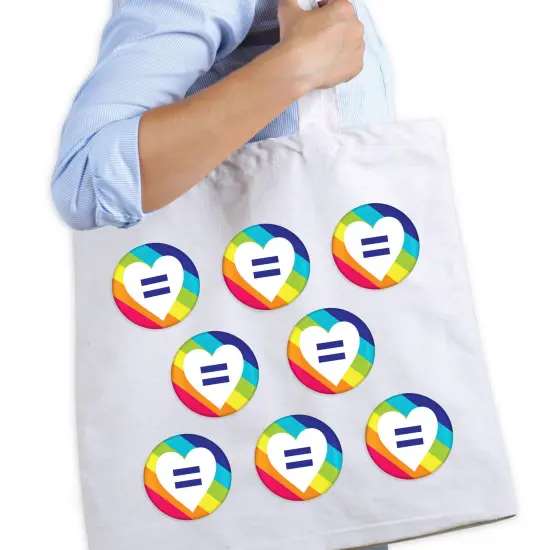 Big Dot of Happiness Love is Love - Pride - 3 inch Rainbow Party Badge - Pinback Buttons - Set of 8 {3}