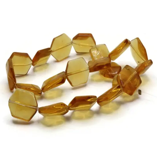 20 17mm Orange Glass Hexagon Beads {5}
