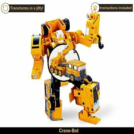 5 Pack TransTruck Transforms to Tractor and Robot Action Figures Combine into 1 Giant Robot – Holiday, Birthday Gift Tractors Robots Toys for Kids {6}