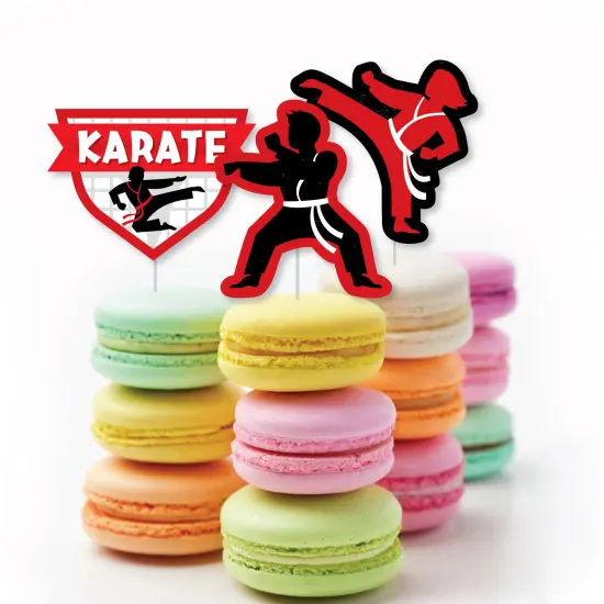 Big Dot of Happiness Karate Master - Dessert Cupcake Toppers - Martial Arts Birthday Party Clear Treat Picks - Set of 24 {6}