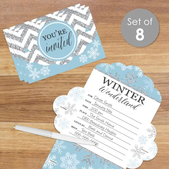 Big Dot of Happiness Winter Wonderland - Fill-In Cards - Snowflake Holiday Party and Winter Wedding Fold and Send Invitations - Set of 8 {3}