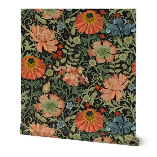 Peel & Stick Wallpaper 2FT Wide Maximalist Floral Art Nouveau Large Scale Flowers Flower Garden Victorian Inspired Custom Removable Wallpaper by Spoonflower {7}