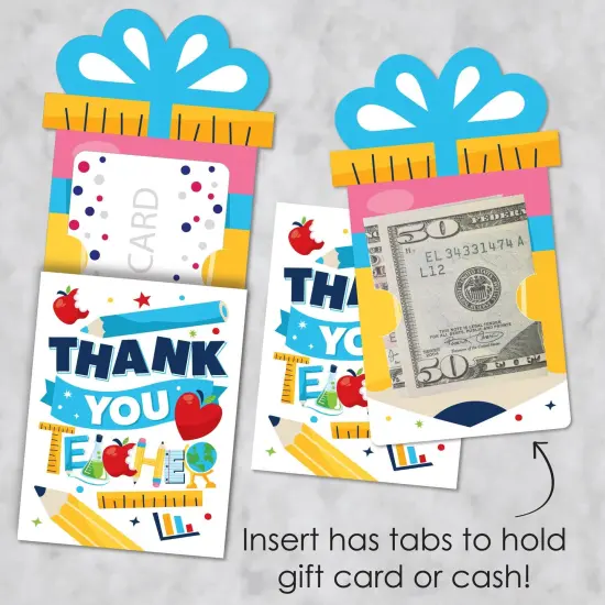 Big Dot of Happiness Thank You Teachers - Teacher Appreciation Money and Gift Card Sleeves - Nifty Gifty Card Holders - Set of 8 {4}