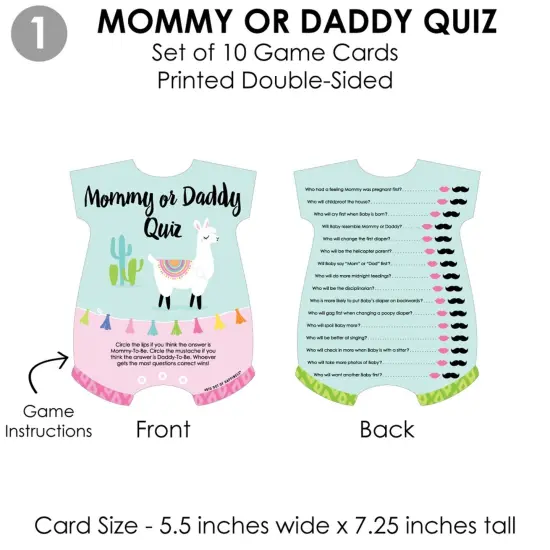 Big Dot of Happiness Whole Llama Fun - 4 Llama Fiesta Baby Shower Games - 10 Cards Each - Gamerific Bundle {6}