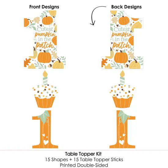 Big Dot of Happiness 1st Birthday Little Pumpkin - Fall First Birthday Party Centerpiece Sticks - Table Toppers - Set of 15 {6}