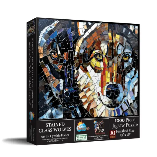 Sunsout Stained Glass Wolves 1000 pc Jigsaw Puzzle 70734 {3}