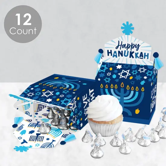 Big Dot of Happiness Hanukkah Menorah - Treat Box Party Favors - Chanukah Holiday Party Goodie Gable Boxes - Set of 12 {4}