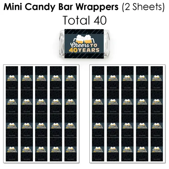 Big Dot of Happiness Cheers and Beers to 40 Years - 40th Birthday Party Candy Favor Sticker Kit - 304 Pieces {4}