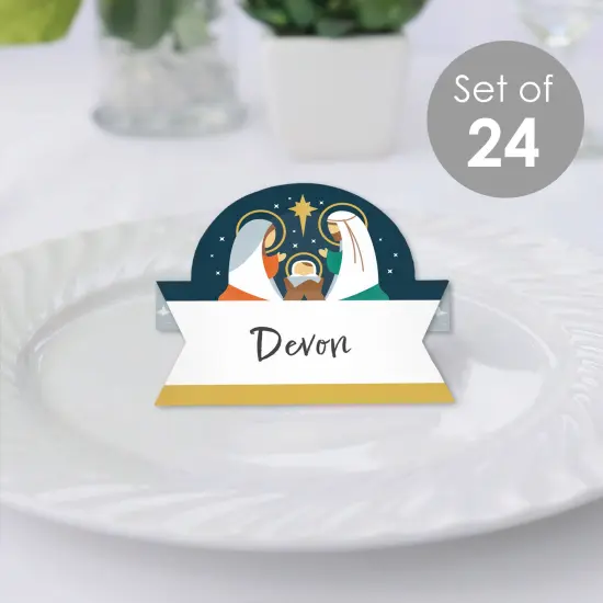Big Dot of Happiness Holy Nativity - Manger Scene Religious Christmas Tent Buffet Card - Table Setting Name Place Cards - Set of 24 {3}