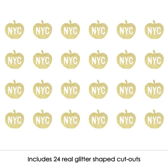 Big Dot of Happiness Gold Glitter NYC Apple - No-Mess Real Gold Glitter Cut-Outs - New York City Party Confetti - Set of 24 {3}