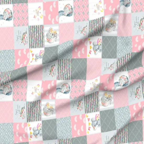 Various Fabrics by the Yard or Fat Quarter Elephant Wholecloth Cheater Quilt Patchwork Rotated Pink Blue Gray Custom Printed Fabric by Spoonflower {6}