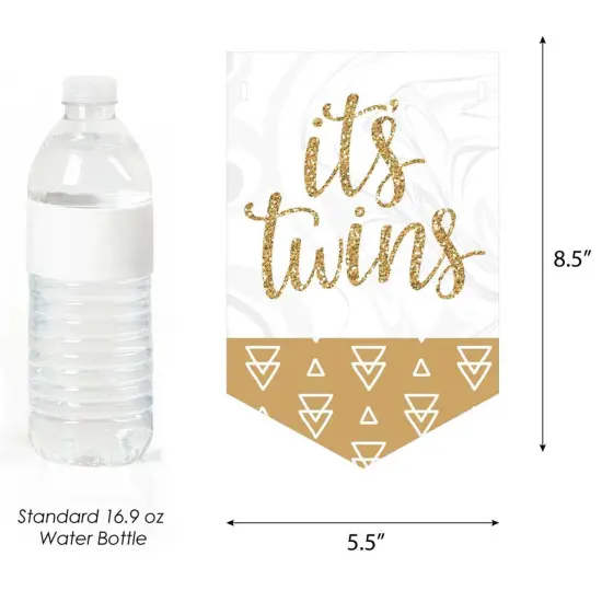 Big Dot of Happiness It's Twins - Gold Twins Baby Shower Bunting Banner - Party Decorations - Welcome Babies {3}
