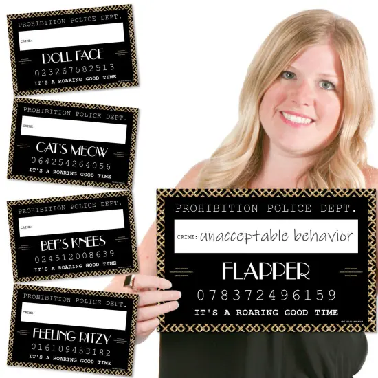 Big Dot of Happiness Roaring 20's - Party Mug Shots - Photo Booth Props 1920s Art Deco Jazz Party Mugshot Signs - 20 Count {1}