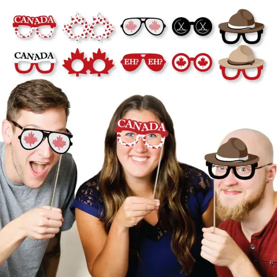 Big Dot of Happiness Canada Day Glasses - Paper Card Stock Canadian Party Photo Booth Props Kit - 10 Count {3}