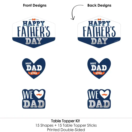 Big Dot of Happiness Happy Father's Day - We Love Dad Party Centerpiece Sticks - Table Toppers - Set of 15 {6}