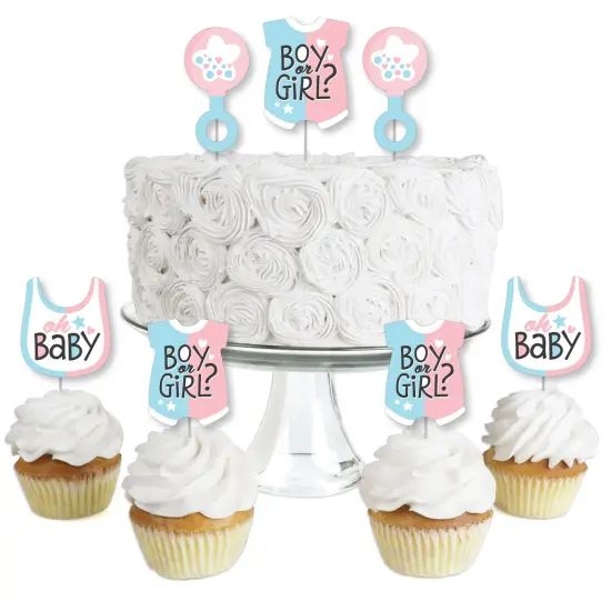 Big Dot of Happiness Baby Gender Reveal - Dessert Cupcake Toppers - Team Boy or Girl Party Clear Treat Picks - Set of 24 {1}