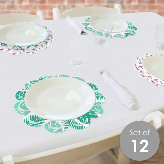 Big Dot of Happiness Pink Flamingo - Tropical Summer Party Round Table Decorations - Paper Chargers - Place Setting For 12 {3}