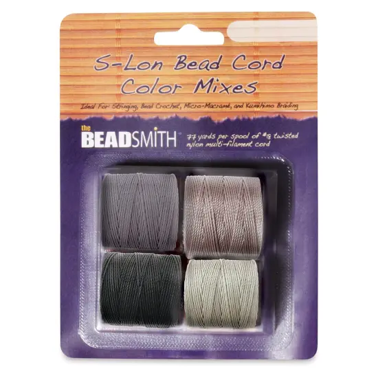 Beadsmith S-Lon Cord Pack - Pkg of 4, Cool Neutrals {1}