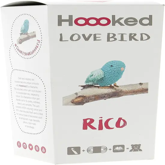 Hoooked Amigurumi DIY Kit W/Eco Barbante Yarn-Love Bird - Turquoise {2}