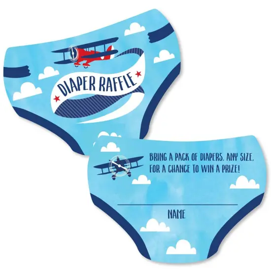 Big Dot of Happiness Taking Flight - Airplane - Diaper Shaped Raffle Ticket Inserts - Vintage Plane Baby Shower - Diaper Raffle Game - Set of 24 {1}