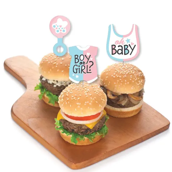 Big Dot of Happiness Baby Gender Reveal - Dessert Cupcake Toppers - Team Boy or Girl Party Clear Treat Picks - Set of 24 {4}