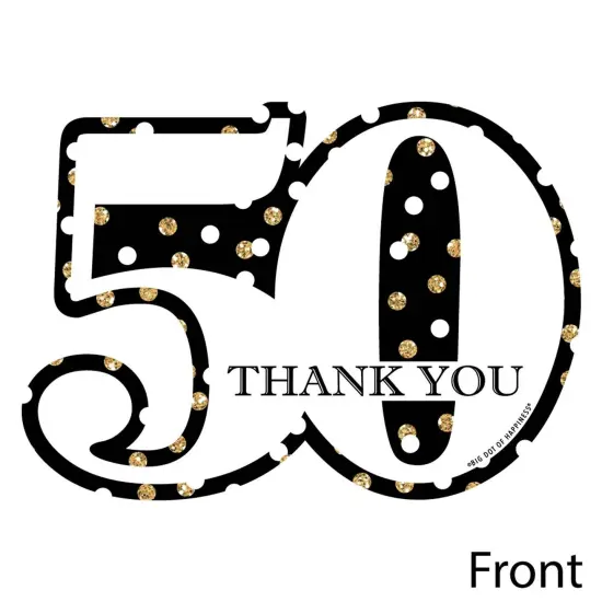 Big Dot of Happiness Adult 50th Birthday - Gold - Shaped Thank You Cards - Birthday Party Thank You Note Cards with Envelopes - Set of 12 {4}