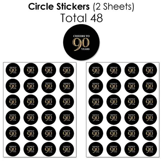 Big Dot of Happiness Adult 90th Birthday - Gold - Birthday Party Candy Favor Sticker Kit - 304 Pieces {7}
