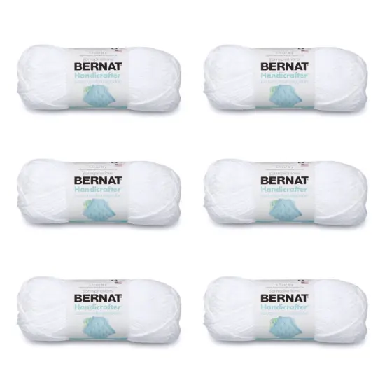 Bernat Handicrafter Cotton White Yarn - 6 Pack of 50g/1.75oz - Cotton - 4 Medium (Worsted) - 80 Yards - Knitting/Crochet {1}