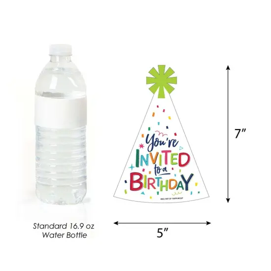 Big Dot of Happiness Cheerful Happy Birthday - Shaped Fill-in Invitations - Colorful Birthday Party Invitation Cards with Envelopes - Set of 12 {6}