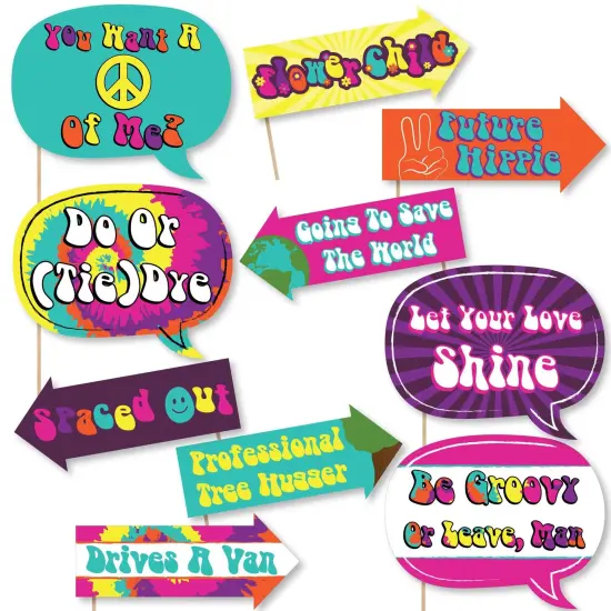 Big Dot of Happiness Funny 60's Hippie - 1960s Groovy Party Photo Booth Props Kit - 10 Piece {1}