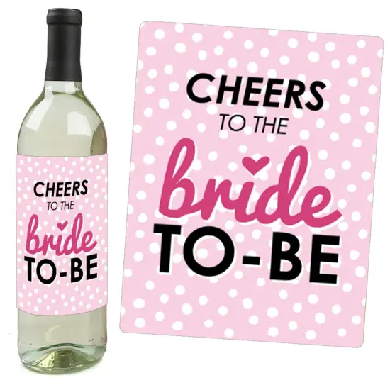 Big Dot of Happiness Bride-to-Be - Bridal Shower & Classy Bachelorette Party Decorations for Women - Wine Bottle Label Stickers - Set of 4 {3}