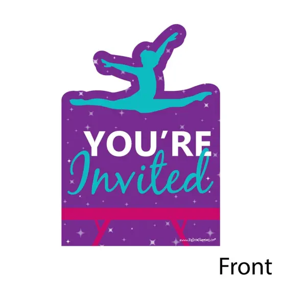 Big Dot of Happiness Tumble, Flip & Twirl - Gymnastics - Shaped Fill-in Invites - Birthday or Gymnast Party Invite Cards with Envelopes - Set of 12 {3}
