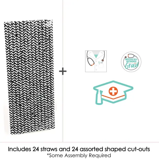 Big Dot of Happiness Medical School Grad - Paper Straw Decor - Doctor Graduation Party Striped Decorative Straws - Set of 24 {4}