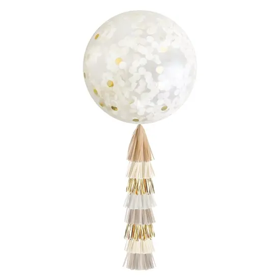 Jumbo Confetti Balloon & Tassel Tail - Champagne {1}