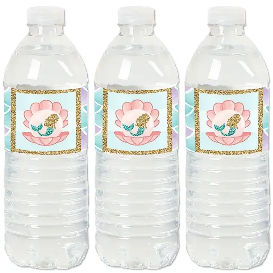 Big Dot of Happiness Let's Be Mermaids - Baby Shower or Birthday Party Water Bottle Sticker Labels - Set of 20 {1}