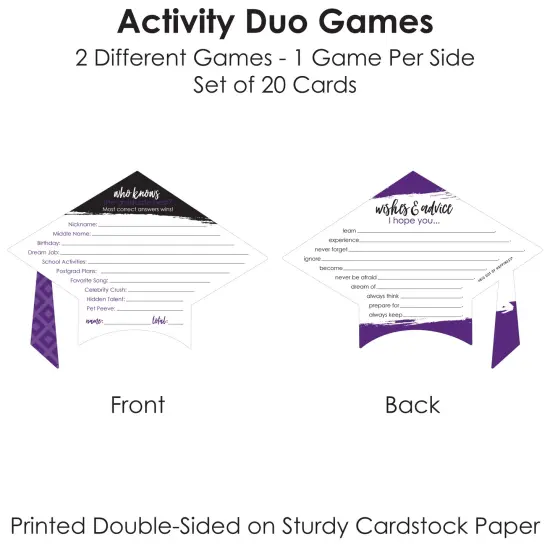 Big Dot of Happiness Purple Grad - Best is Yet to Come - 2-in-1 Purple Graduation Party Cards - Activity Duo Games - Set of 20 {6}