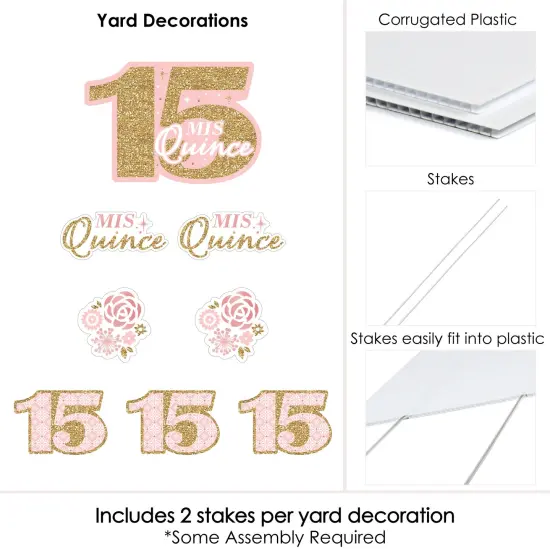 Big Dot of Happiness Mis Quince Anos - Yard Sign and Outdoor Lawn Decorations - Quinceanera Sweet 15 Happy Birthday Party Yard Signs - Set of 8 {6}