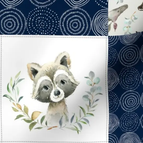 Various Fabrics by the Yard or Fat Quarter Woodland Quilt Patchwork Baby Boys Woodland Nursery Navy Blue Gray Forest Bear Badger Custom Printed Fabric by Spoonflower {7}