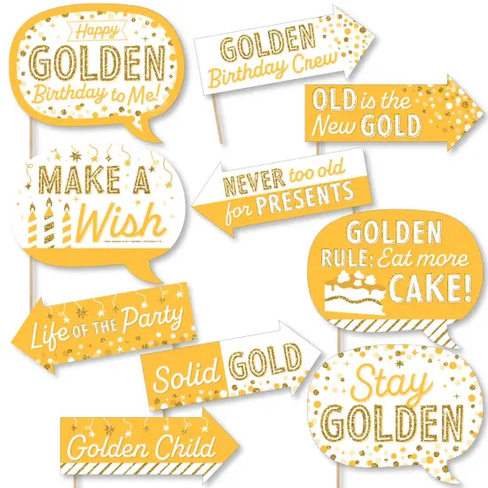 Big Dot of Happiness Funny Golden Birthday - Happy Birthday Party Photo Booth Props Kit - 10 Piece {1}