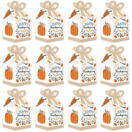 Big Dot of Happiness Happy Thanksgiving - Square Favor Gift Boxes - Fall Harvest Party Bow Boxes - Set of 12 {4}
