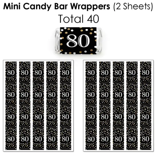Big Dot of Happiness Adult 80th Birthday - Gold - Birthday Party Candy Favor Sticker Kit - 304 Pieces {4}