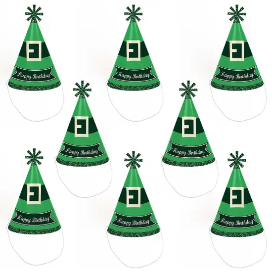 Big Dot of Happiness Irish Birthday - Cone Happy Birthday Party Hats for Kids and Adults - Set of 8 (Standard Size) {7}